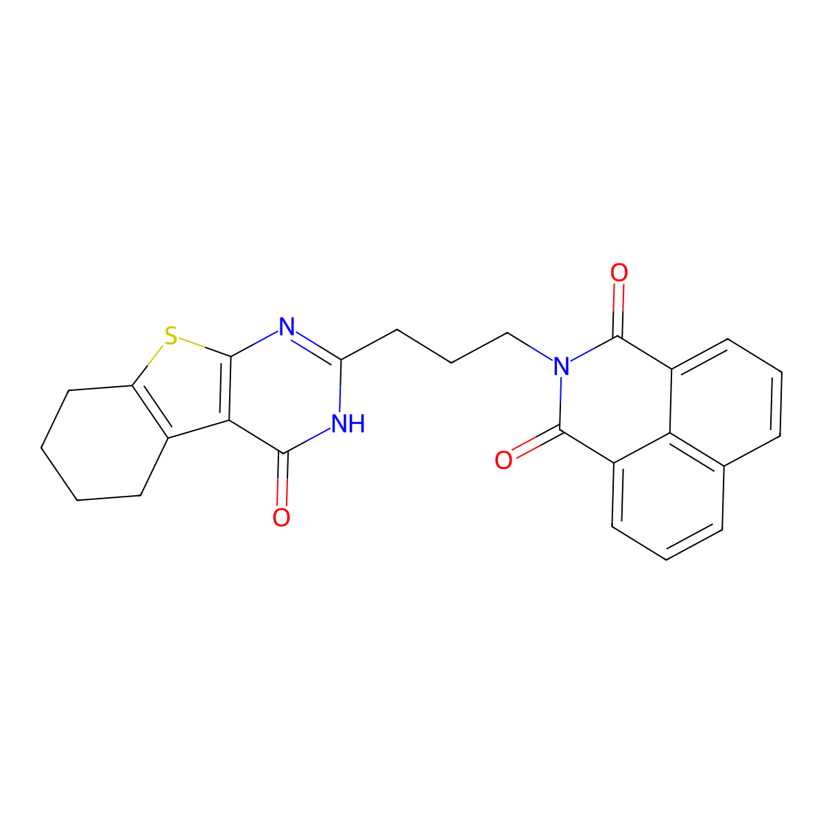 2-[3-(4-oxo-5,6,7,8-tetrahydro-3H-[1]benzothiolo[2,3-d]pyrimidin-2-yl)propyl]benzo[de]isoquinoline-1,3-dione molecular structure, CAS 326013-19-8