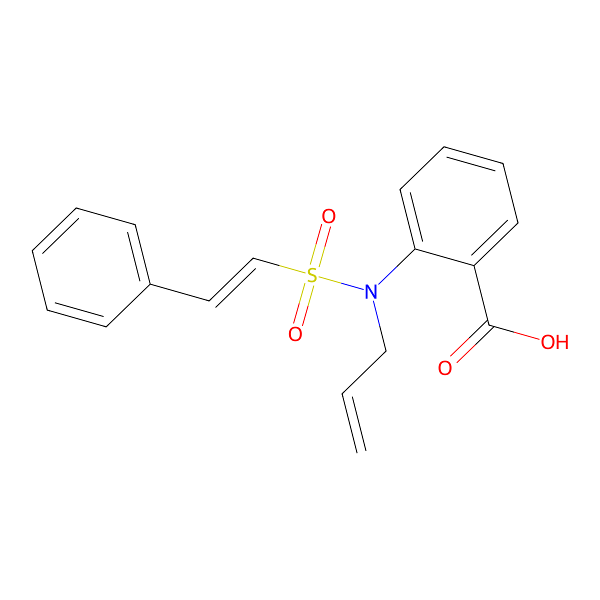 2-[Allyl-(2-phenyl-ethenesulfonyl)-amino]-benzoic acid molecular structure, CAS 326013-20-1