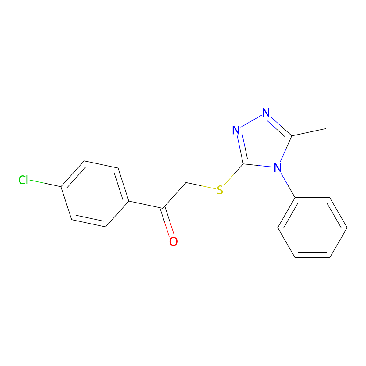 1-(4-chlorophenyl)-2-[(5-methyl-4-phenyl-4H-1,2,4-triazol-3-yl)sulfanyl]ethan-1-one molecular structure, CAS 326013-76-7