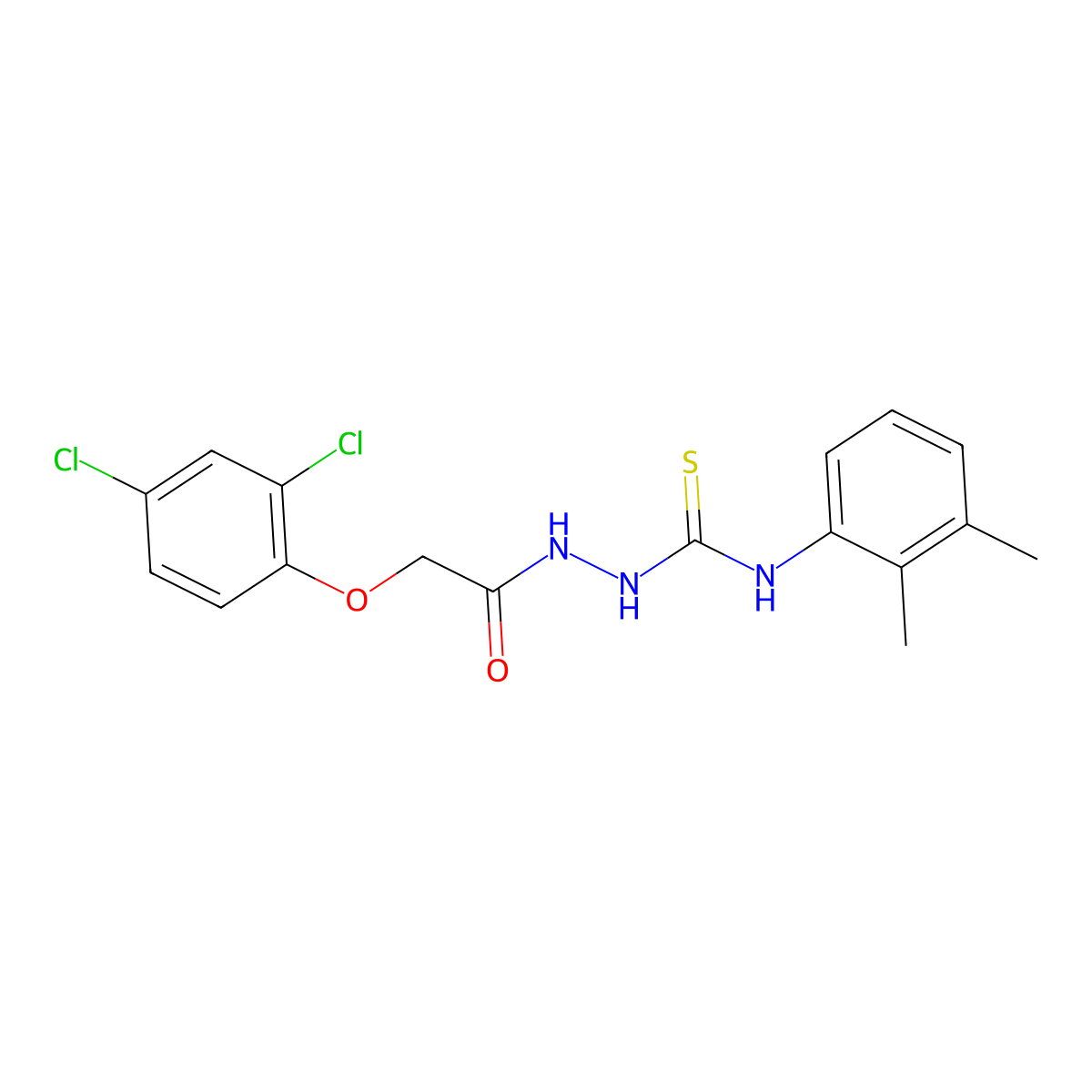 (E)-2-(2-(2,4-dichlorophenoxy)acetyl)-N-(2,3-dimethylphenyl)hydrazinecarbimidothioic acid molecular structure, CAS 326013-85-8