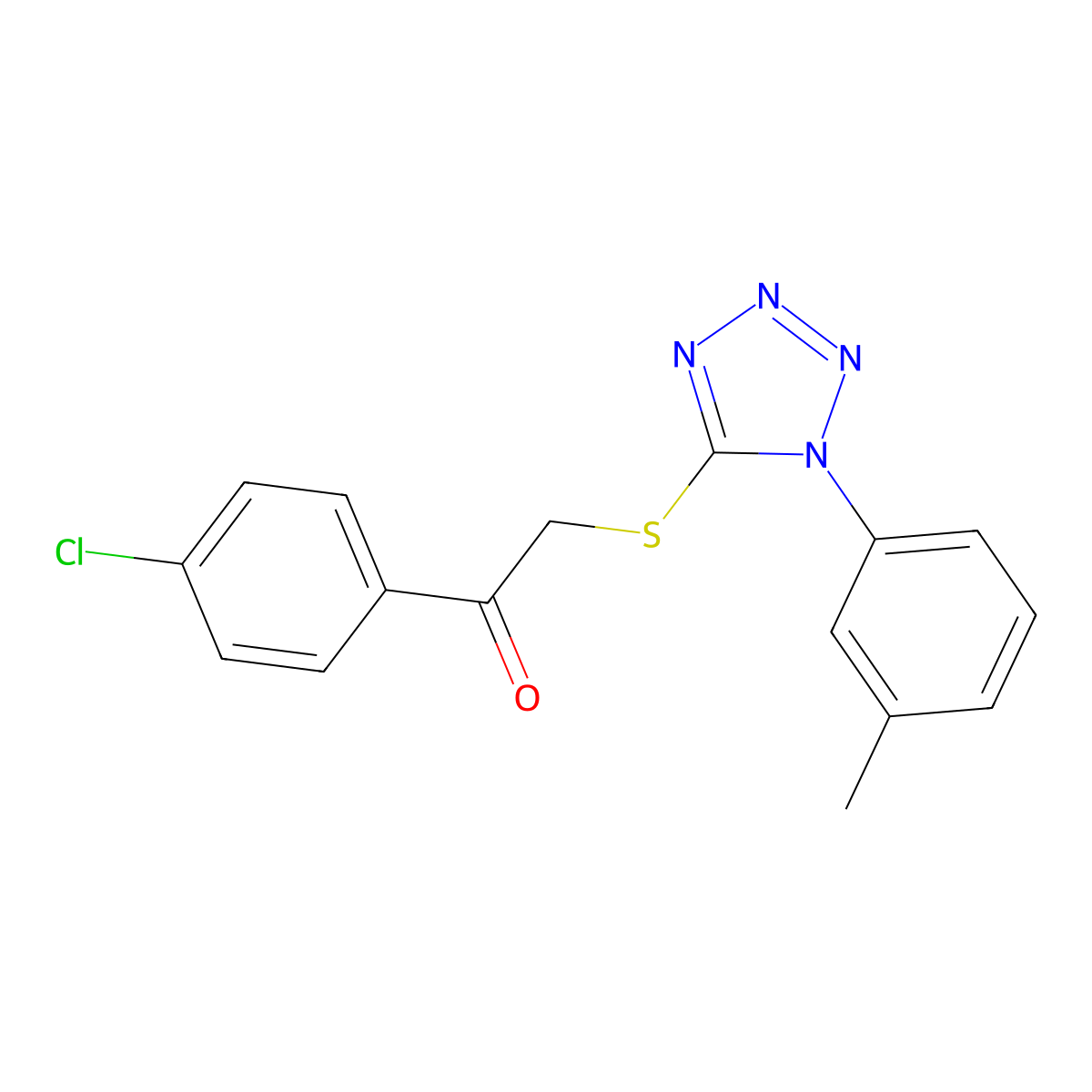 1-(4-chlorophenyl)-2-((1-(m-tolyl)-1H-tetrazol-5-yl)thio)ethanone molecular structure, CAS 326014-61-3