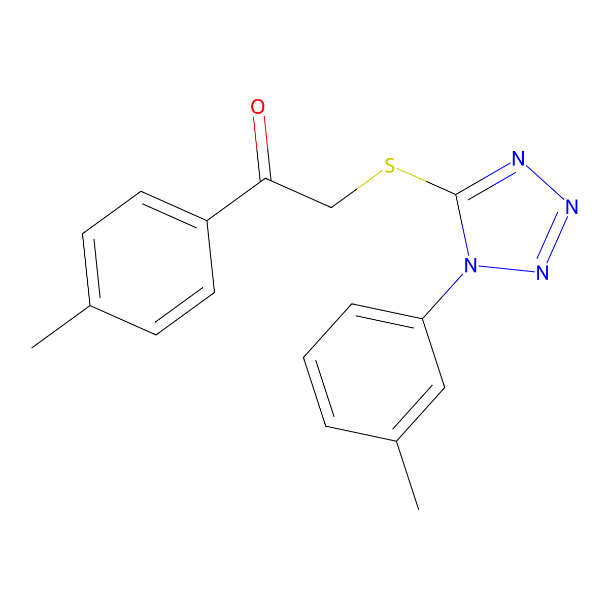 1-(p-tolyl)-2-((1-(m-tolyl)-1H-tetrazol-5-yl)thio)ethanone molecular structure, CAS 326014-62-4