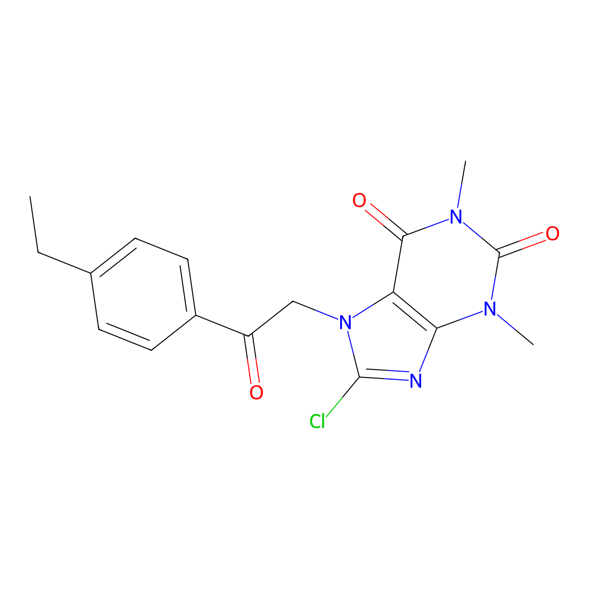 8-chloro-7-[2-(4-ethylphenyl)-2-oxoethyl]-1,3-dimethyl-3,7-dihydro-1H-purine-2,6-dione molecular structure, CAS 326014-93-1