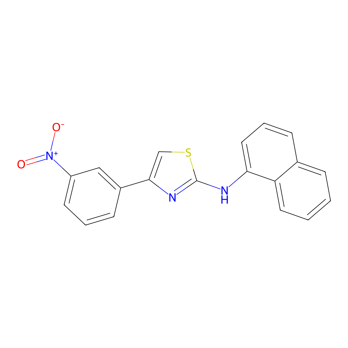 N-(naphthalen-1-yl)-4-(3-nitrophenyl)-1,3-thiazol-2-amine molecular structure, CAS 326015-03-6