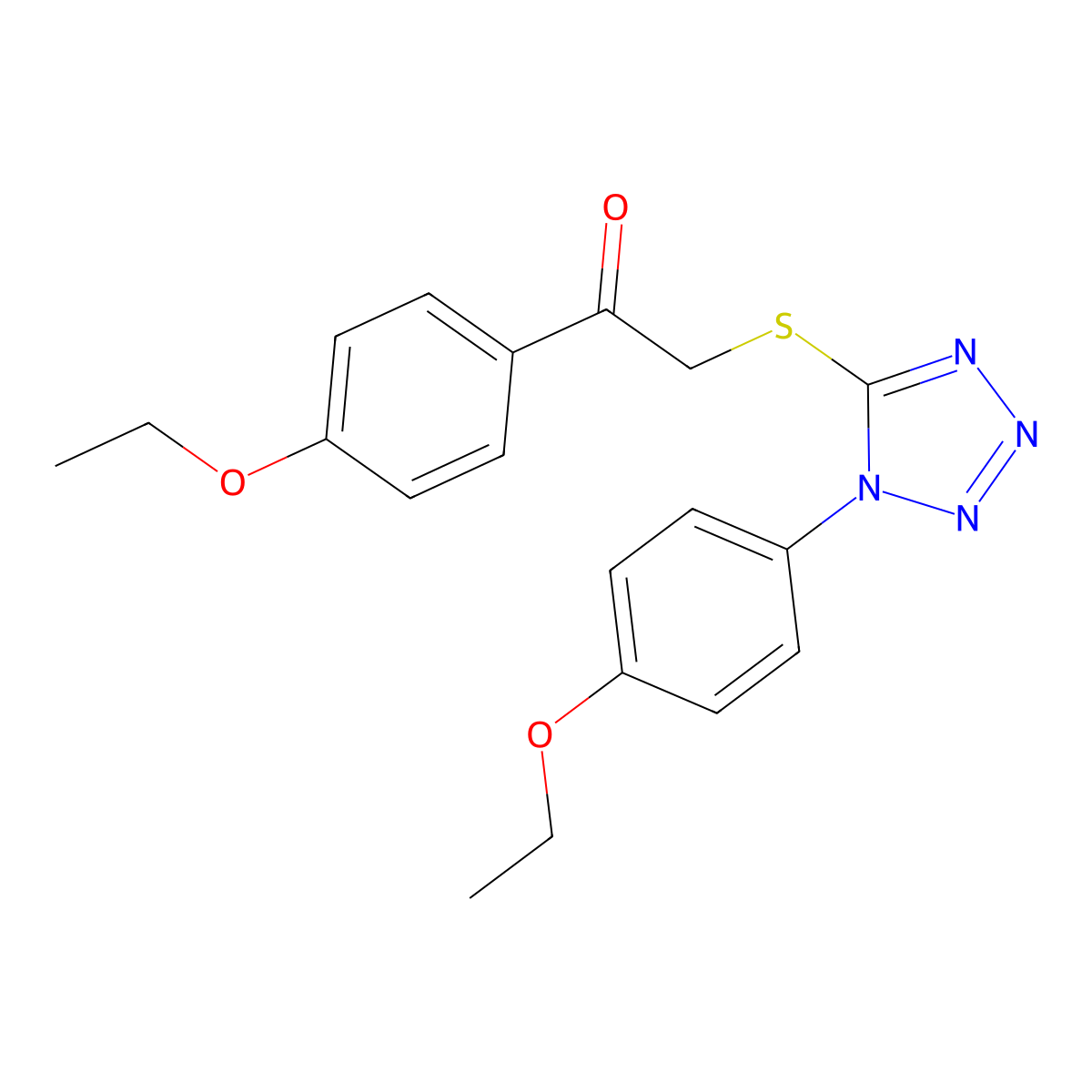 1-(4-ethoxyphenyl)-2-((1-(4-ethoxyphenyl)-1H-tetrazol-5-yl)thio)ethanone molecular structure, CAS 326015-61-6