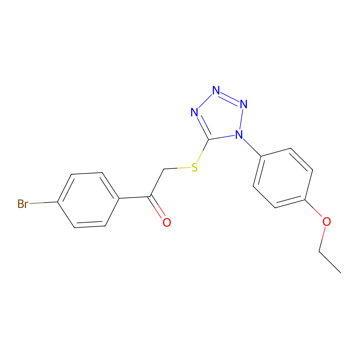 1-(4-bromophenyl)-2-{[1-(4-ethoxyphenyl)-1H-1,2,3,4-tetrazol-5-yl]sulfanyl}ethan-1-one molecular structure, CAS 326015-64-9