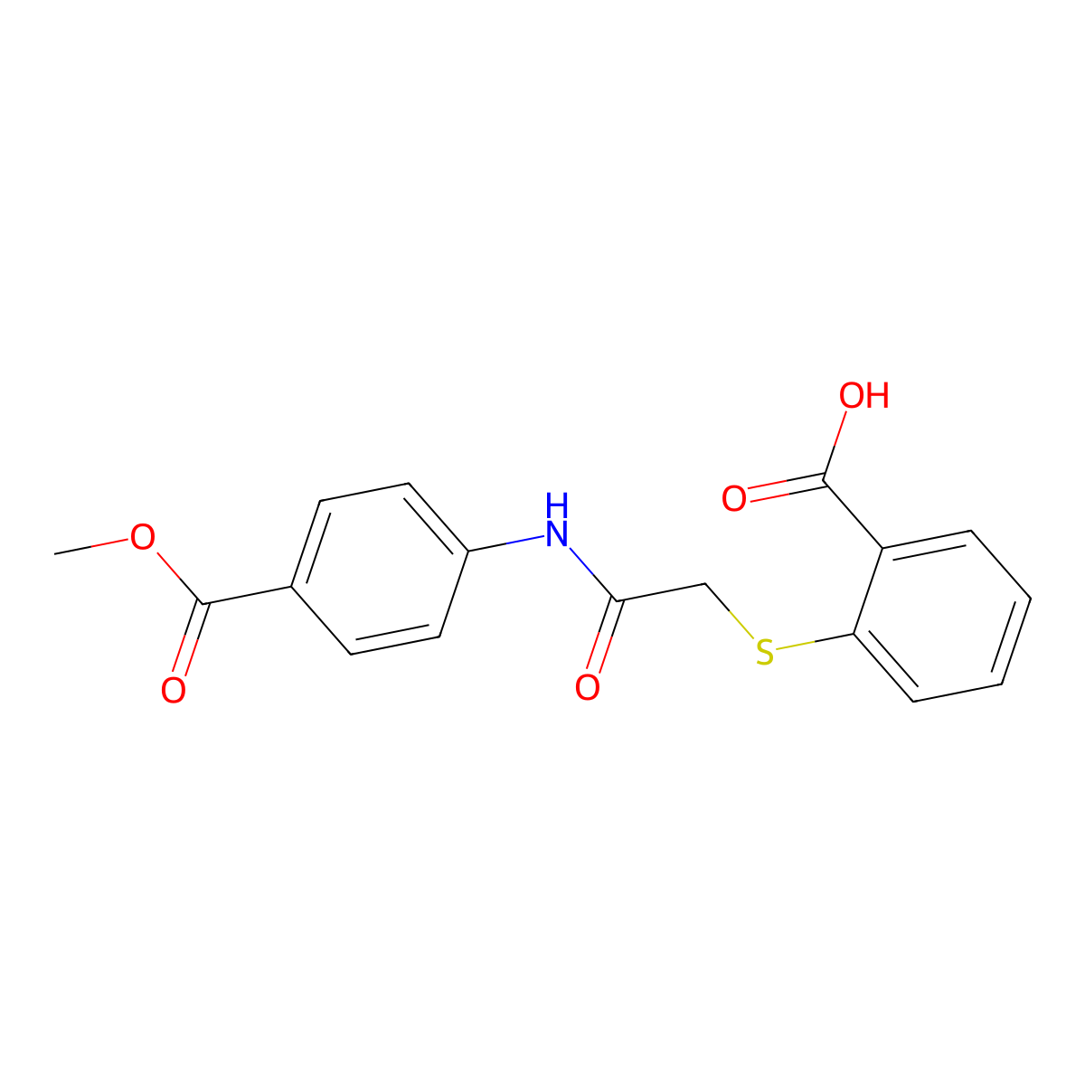 2-[({[4-(Methoxycarbonyl)phenyl]carbamoyl}methyl)sulfanyl]benzoic acid molecular structure, CAS 326015-91-2