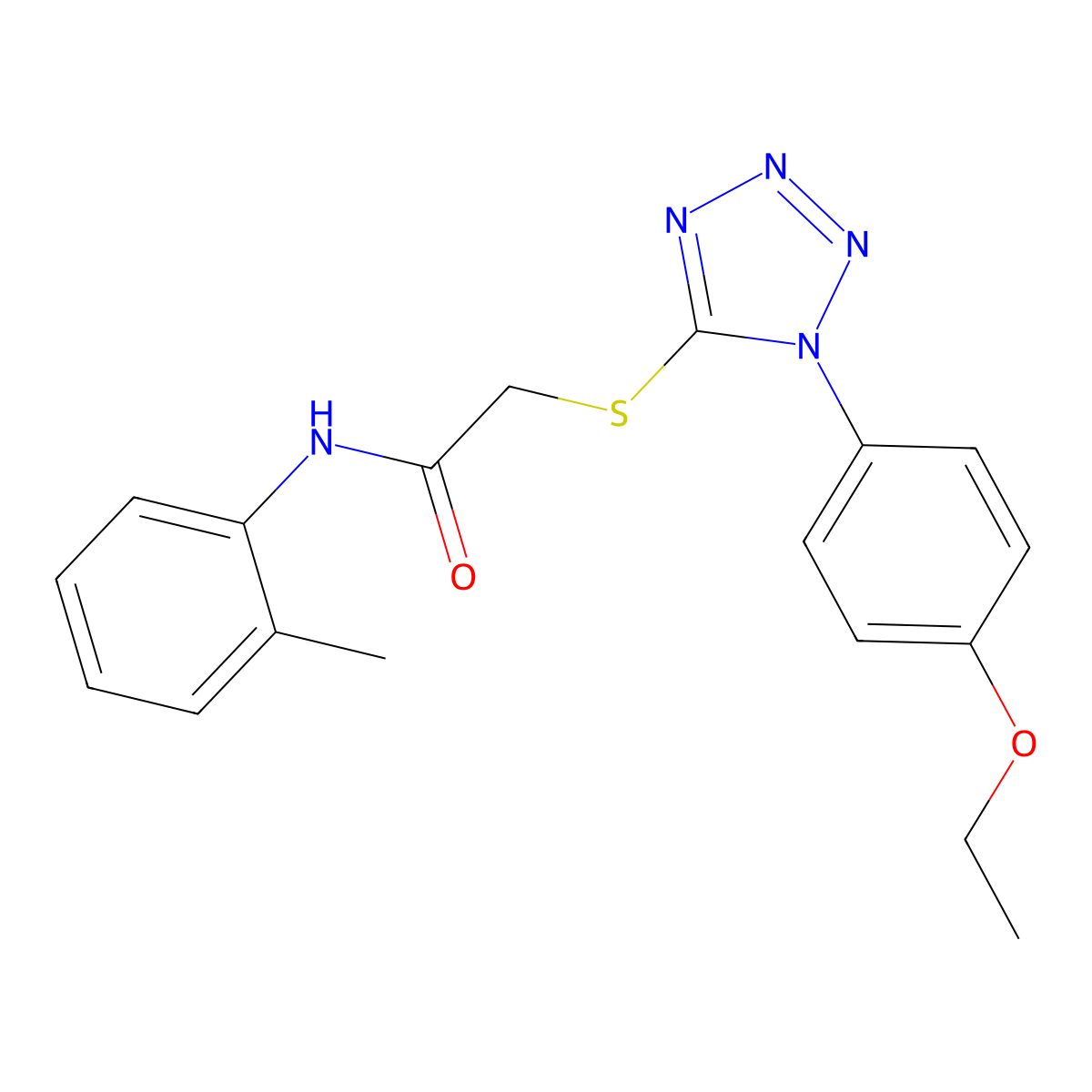 2-((1-(4-ethoxyphenyl)-1H-tetrazol-5-yl)thio)-N-(o-tolyl)acetamide molecular structure, CAS 326016-34-6