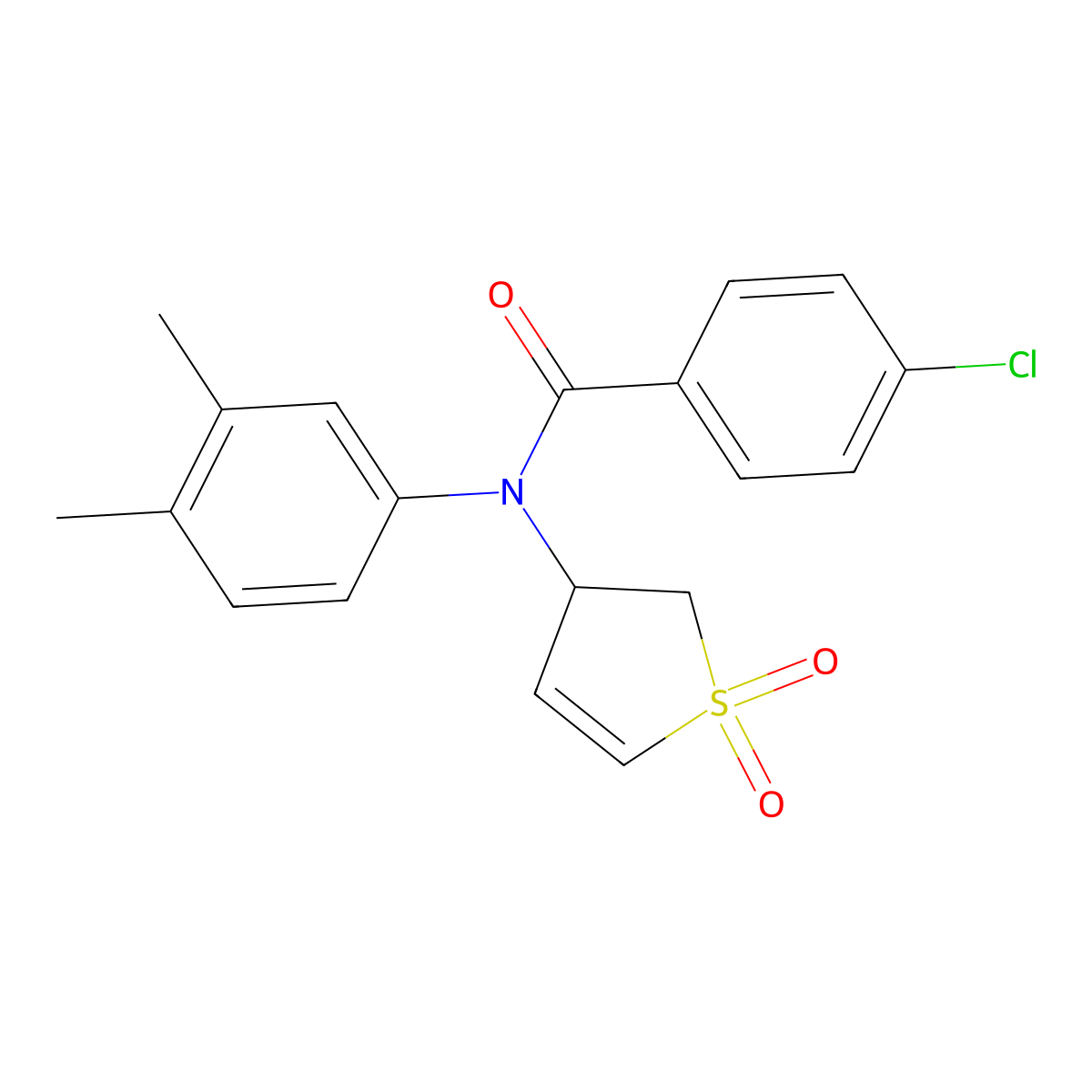4-chloro-N-(3,4-dimethylphenyl)-N-(1,1-dioxido-2,3-dihydrothien-3-yl)benzamide molecular structure, CAS 326017-13-4