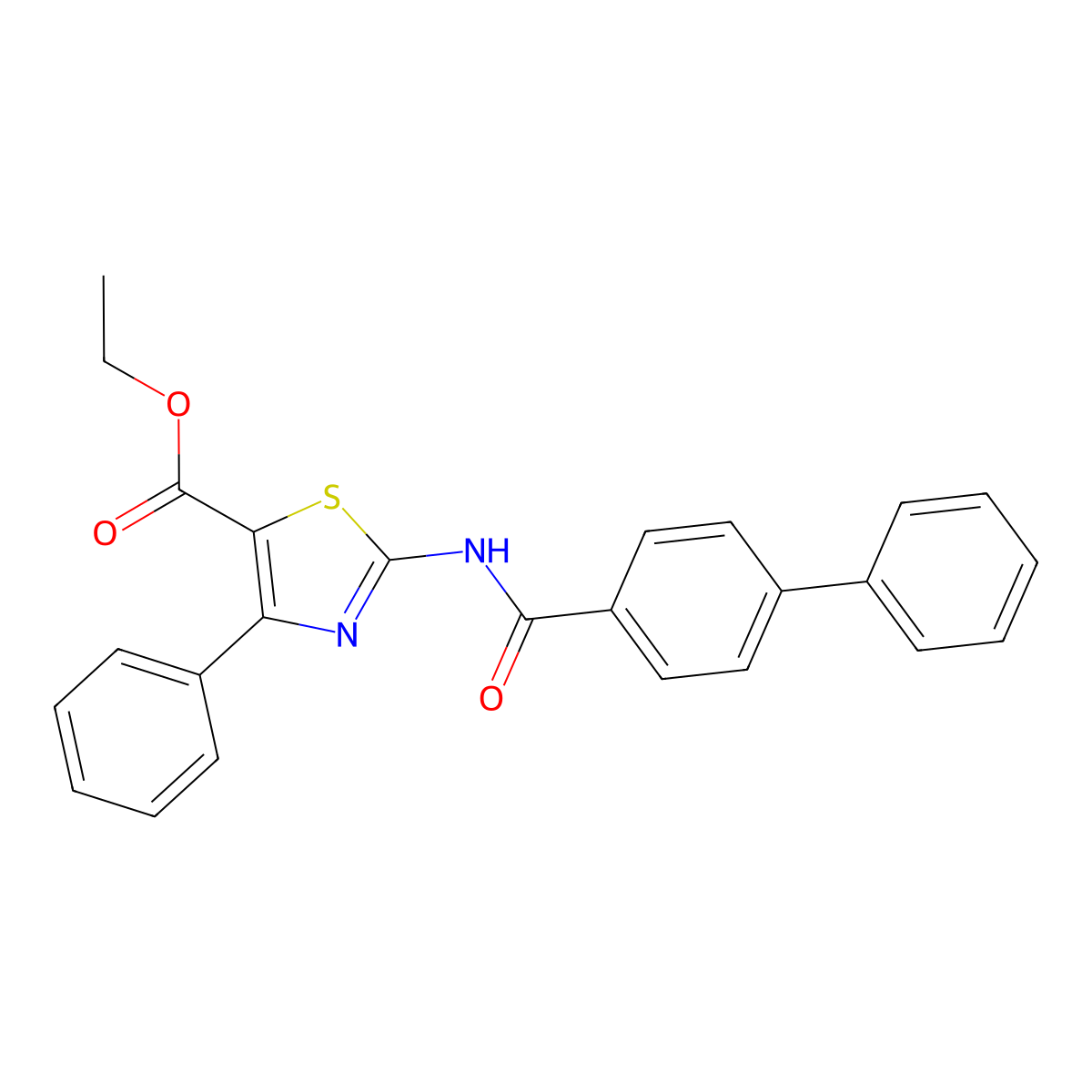 Ethyl 4-phenyl-2-[(4-phenylbenzoyl)amino]-1,3-thiazole-5-carboxylate molecular structure, CAS 326017-60-1