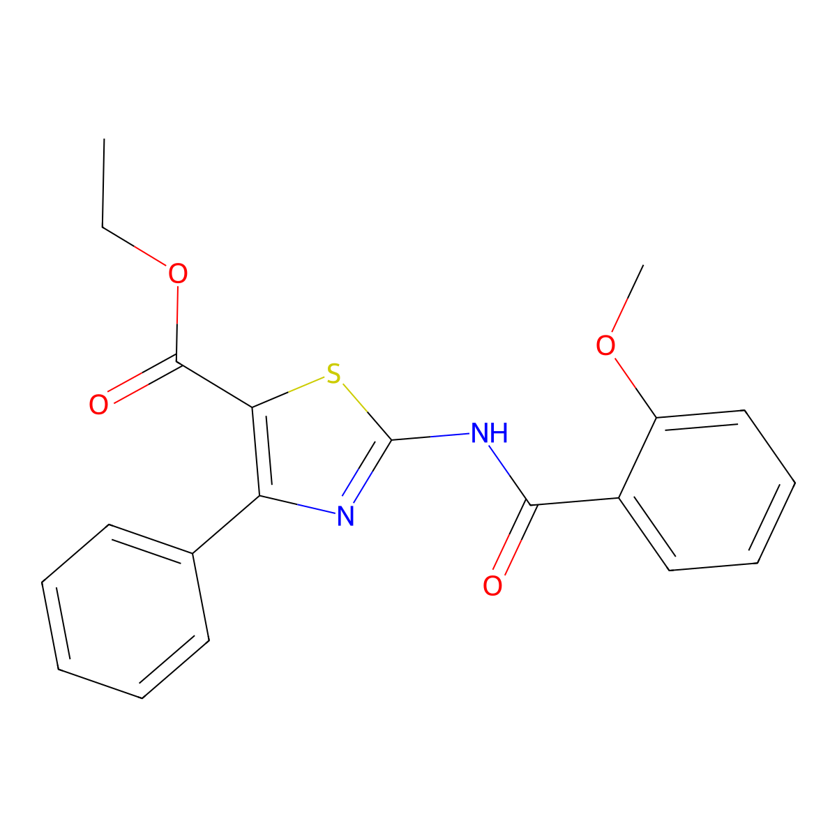 Ethyl 2-(2-methoxybenzamido)-4-phenylthiazole-5-carboxylate molecular structure, CAS 326017-61-2
