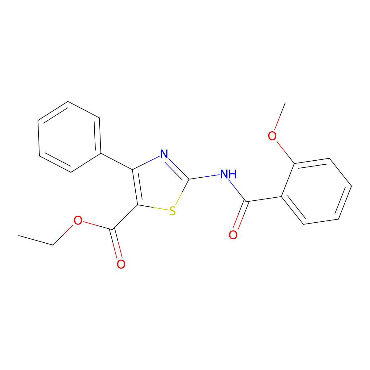 Ethyl 2-(2-methoxybenzamido)-4-phenylthiazole-5-carboxylate molecular structure, CAS 326017-61-2