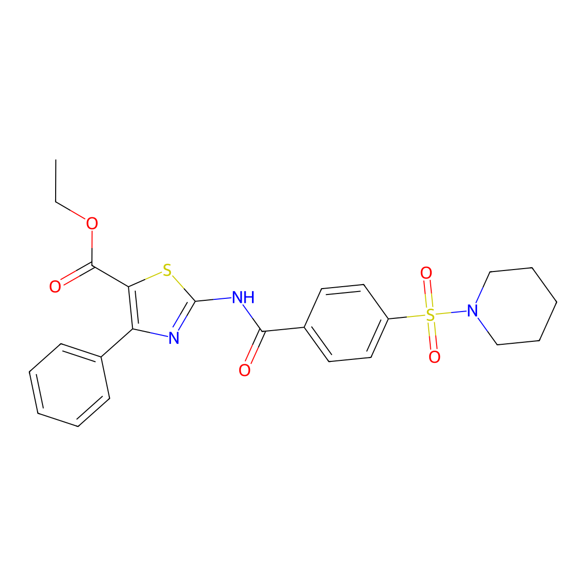 Ethyl 4-phenyl-2-(4-(piperidin-1-ylsulfonyl)benzamido)thiazole-5-carboxylate molecular structure, CAS 326017-64-5