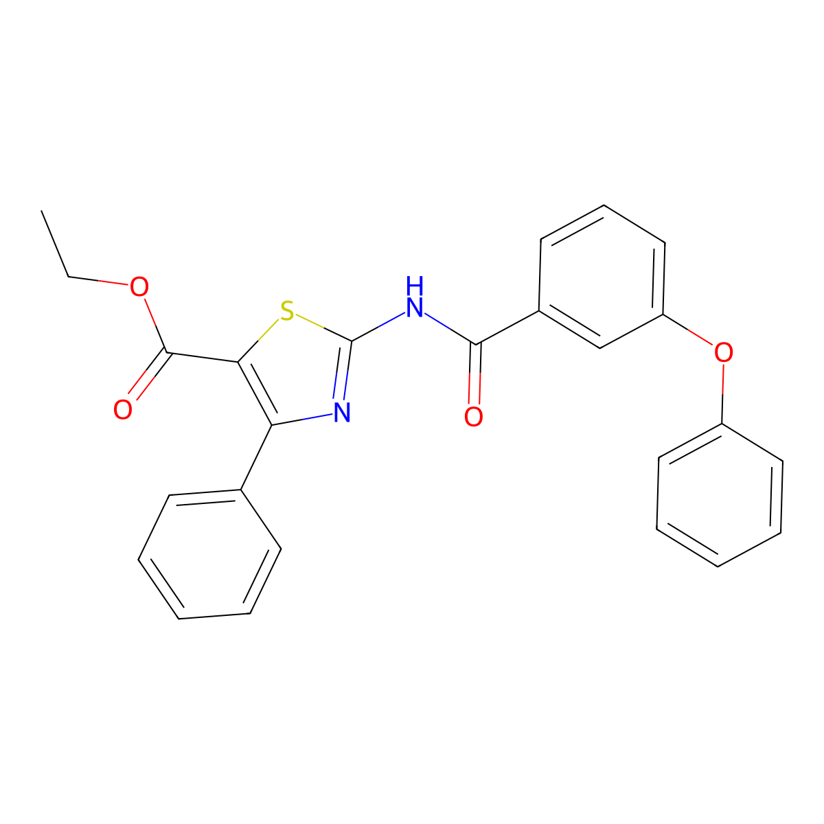 Ethyl 2-[(3-phenoxybenzoyl)amino]-4-phenyl-1,3-thiazole-5-carboxylate molecular structure, CAS 326017-65-6