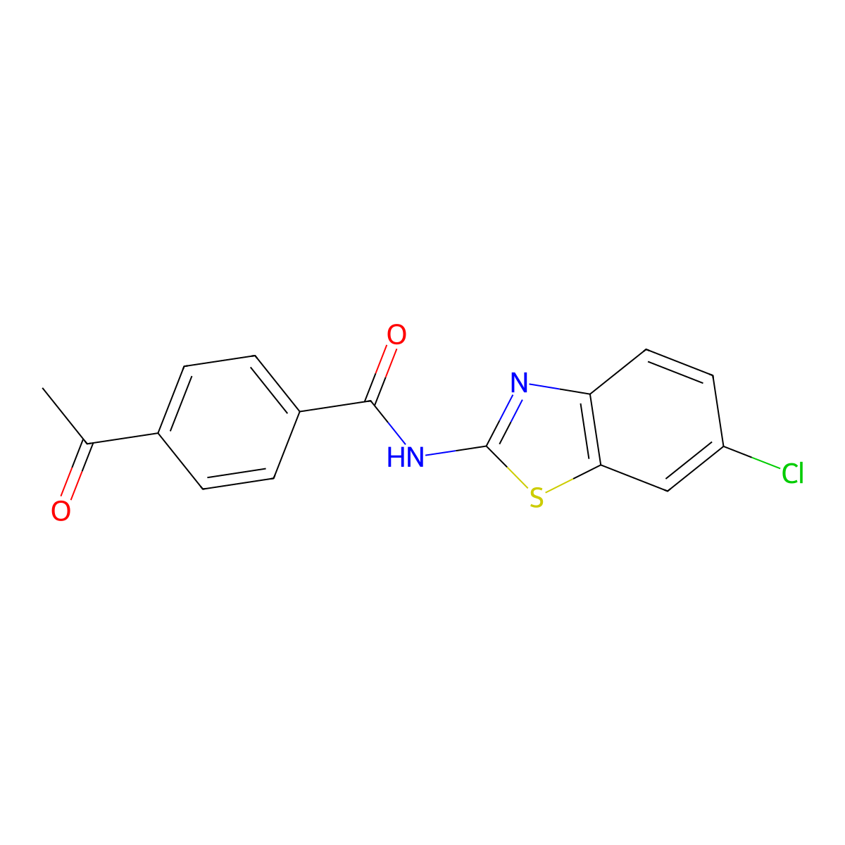 4-acetyl-N-(6-chloro-1,3-benzothiazol-2-yl)benzamide molecular structure, CAS 326017-68-9