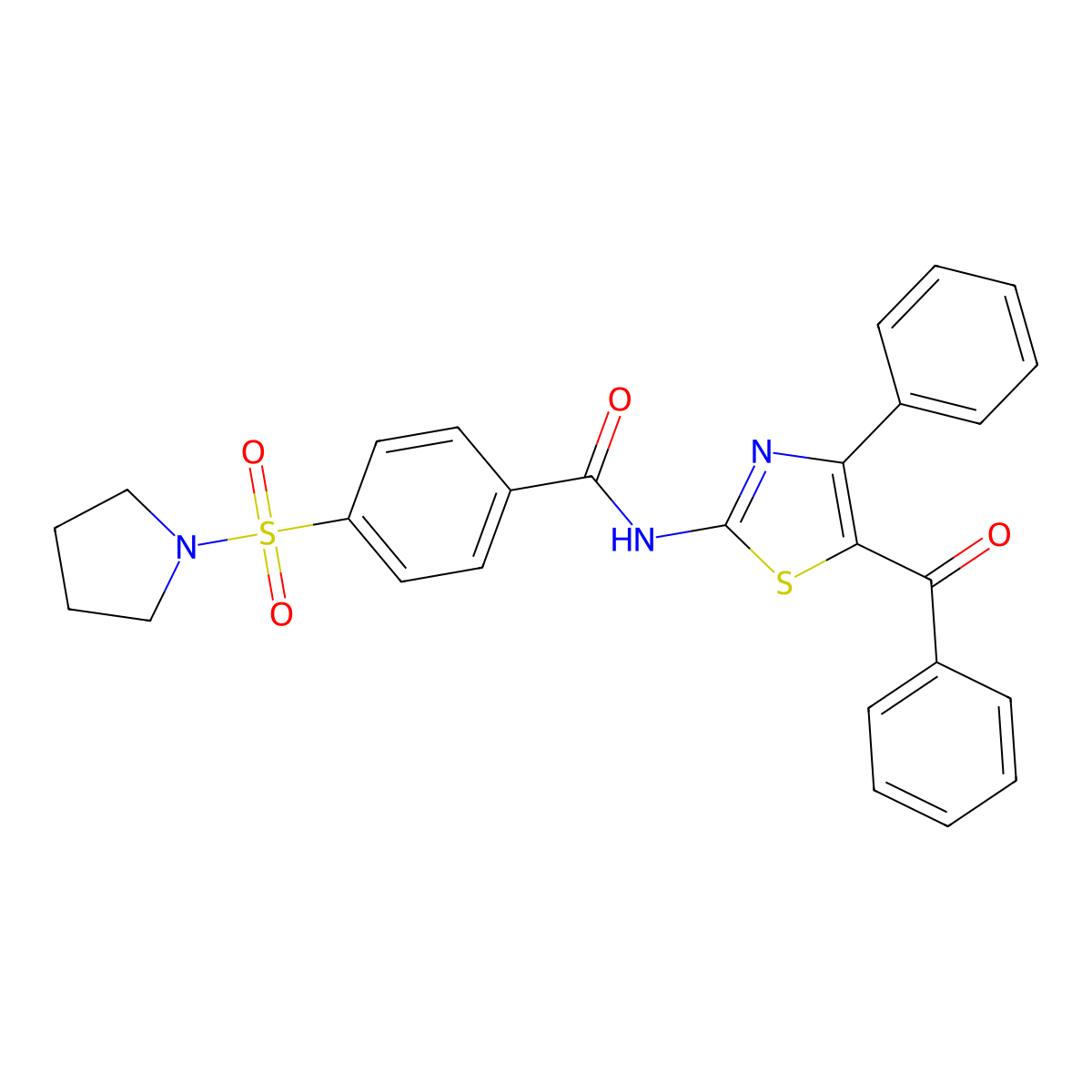 N-(5-benzoyl-4-phenylthiazol-2-yl)-4-(pyrrolidin-1-ylsulfonyl)benzamide molecular structure, CAS 326017-74-7