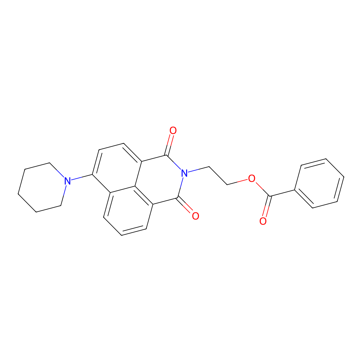 2-(1,3-dioxo-6-(piperidin-1-yl)-1H-benzo[de]isoquinolin-2(3H)-yl)ethyl benzoate molecular structure, CAS 326017-79-2