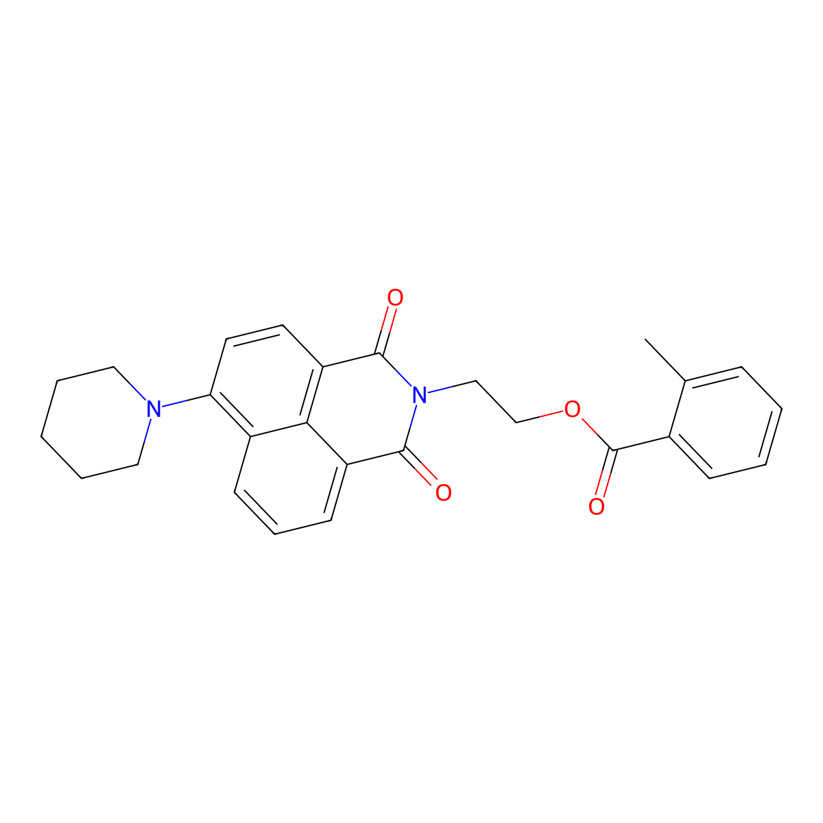 2-(1,3-dioxo-6-(piperidin-1-yl)-1H-benzo[de]isoquinolin-2(3H)-yl)ethyl 2-methylbenzoate molecular structure, CAS 326017-80-5