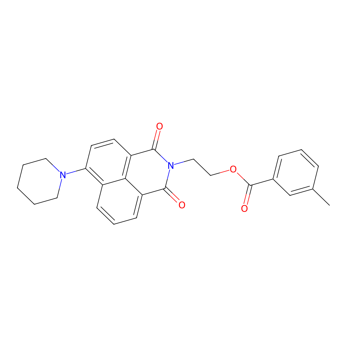 2-(1,3-dioxo-6-(piperidin-1-yl)-1H-benzo[de]isoquinolin-2(3H)-yl)ethyl 3-methylbenzoate molecular structure, CAS 326017-81-6