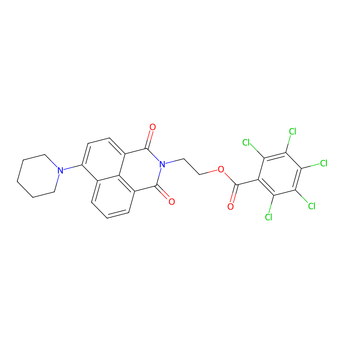 2-(1,3-dioxo-6-(piperidin-1-yl)-1H-benzo[de]isoquinolin-2(3H)-yl)ethyl 2,3,4,5,6-pentachlorobenzoate molecular structure, CAS 326017-85-0