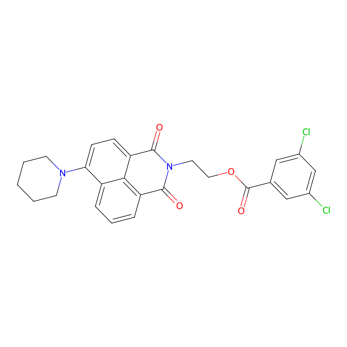 2-(1,3-dioxo-6-(piperidin-1-yl)-1H-benzo[de]isoquinolin-2(3H)-yl)ethyl 3,5-dichlorobenzoate molecular structure, CAS 326017-86-1