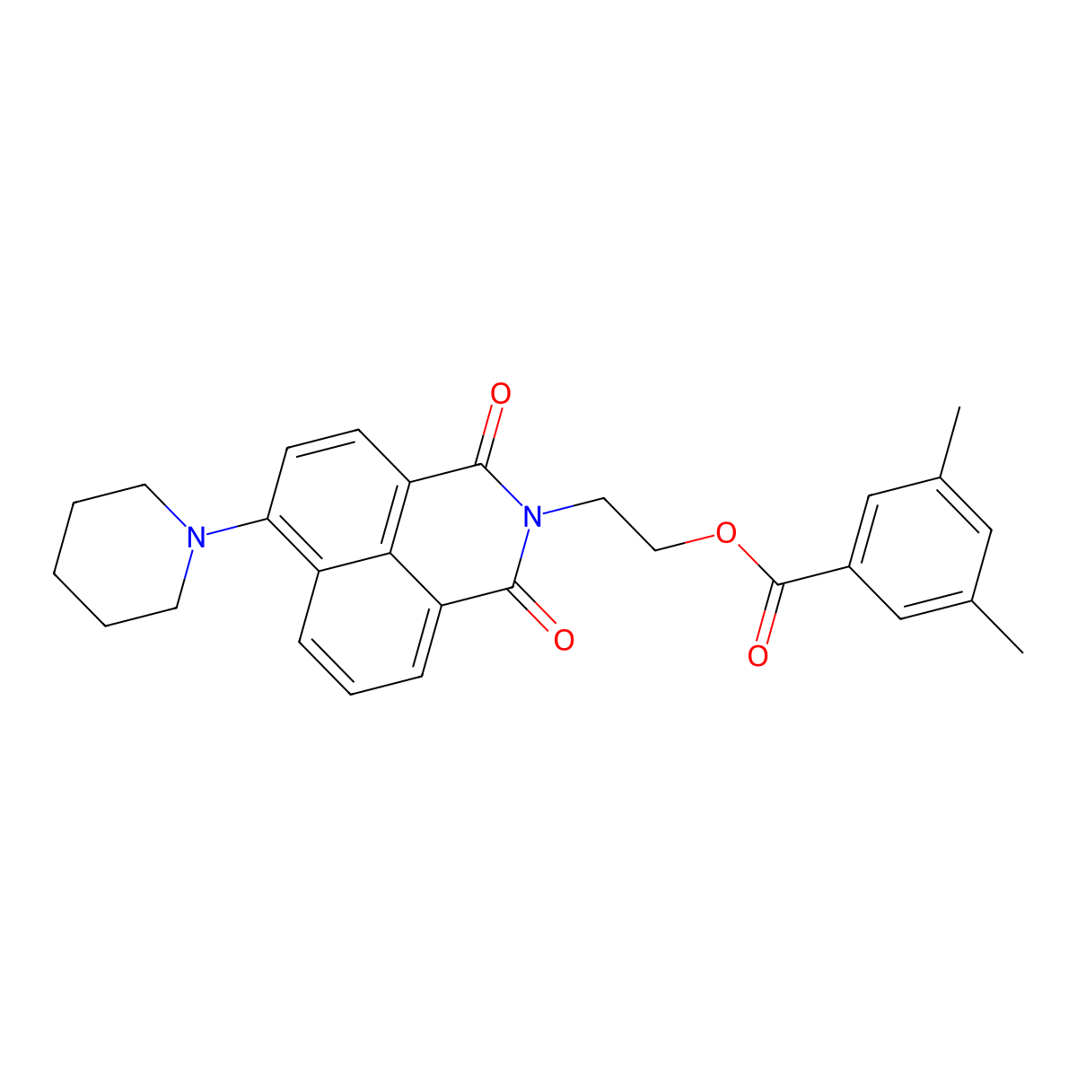 2-(1,3-dioxo-6-(piperidin-1-yl)-1H-benzo[de]isoquinolin-2(3H)-yl)ethyl 3,5-dimethylbenzoate molecular structure, CAS 326017-87-2