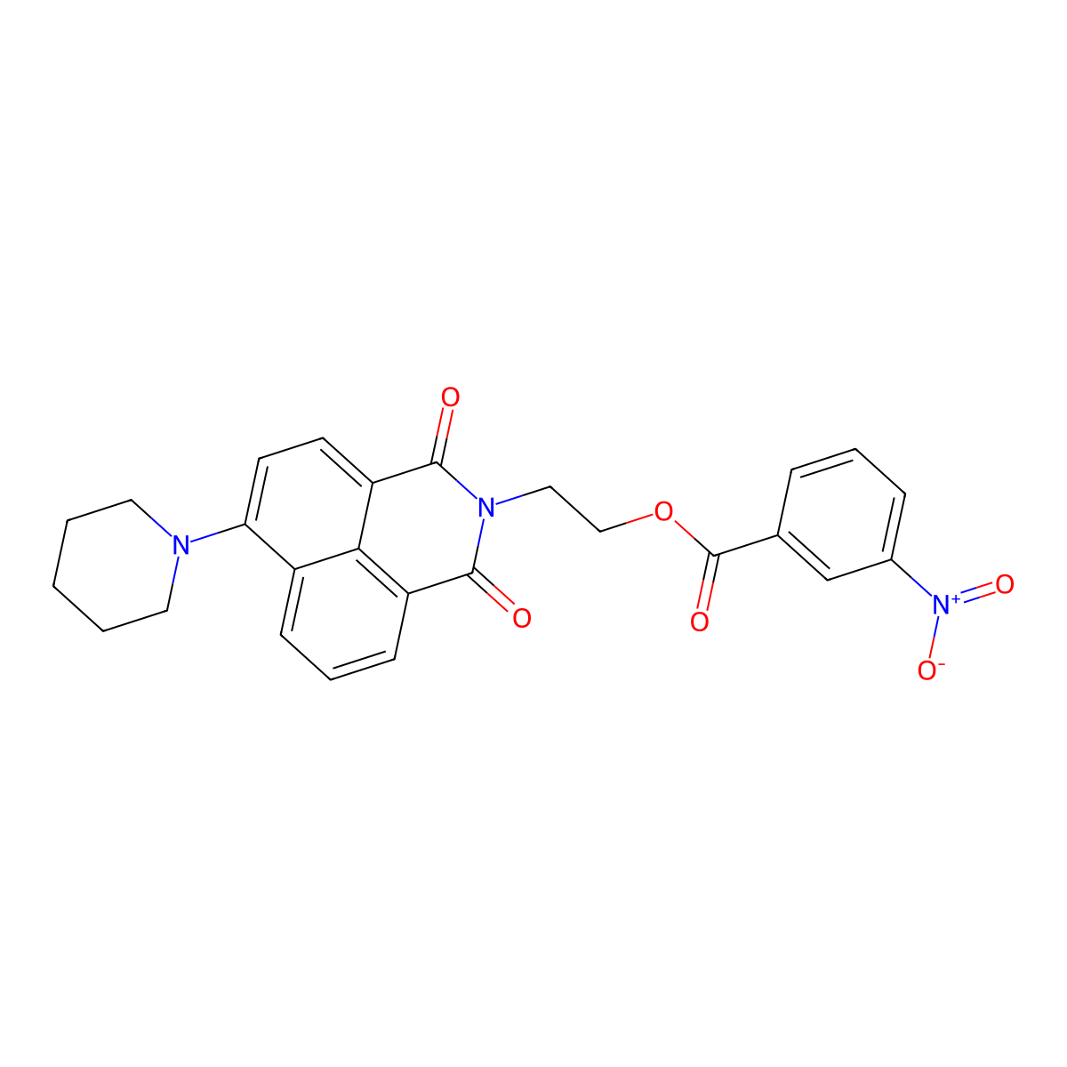 2-(1,3-dioxo-6-(piperidin-1-yl)-1H-benzo[de]isoquinolin-2(3H)-yl)ethyl 3-nitrobenzoate molecular structure, CAS 326017-90-7