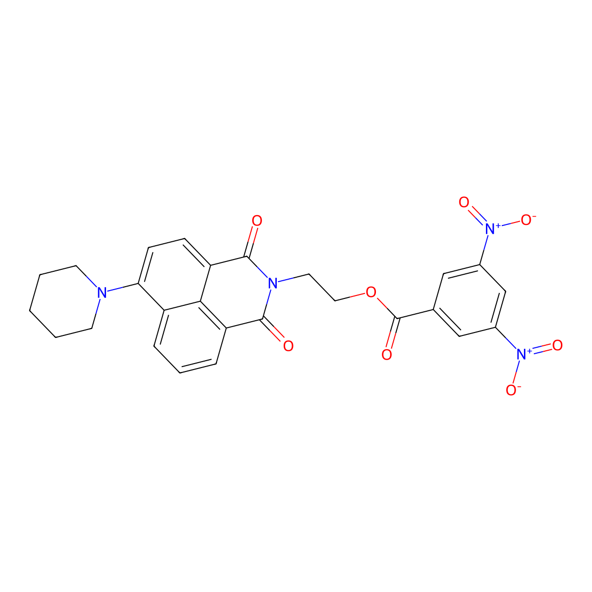 2-(1,3-dioxo-6-(piperidin-1-yl)-1H-benzo[de]isoquinolin-2(3H)-yl)ethyl 3,5-dinitrobenzoate molecular structure, CAS 326017-91-8