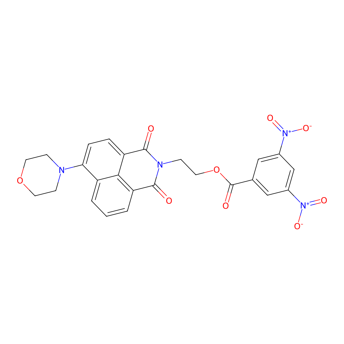 2-(6-morpholino-1,3-dioxo-1H-benzo[de]isoquinolin-2(3H)-yl)ethyl 3,5-dinitrobenzoate molecular structure, CAS 326018-04-6