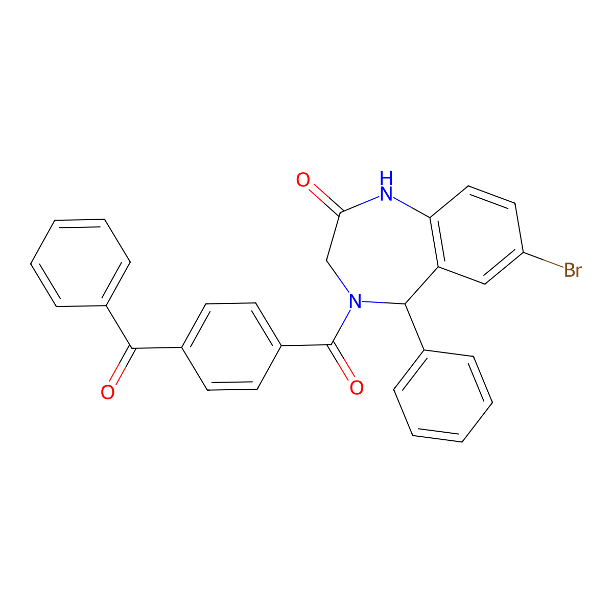 4-(4-benzoylbenzoyl)-7-bromo-5-phenyl-3,5-dihydro-1H-1,4-benzodiazepin-2-one molecular structure, CAS 326018-10-4