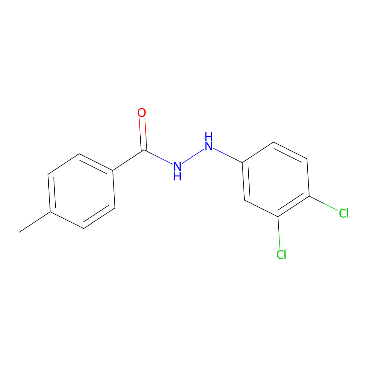 N'-(3,4-dichlorophenyl)-4-methylbenzohydrazide molecular structure, CAS 326018-49-9