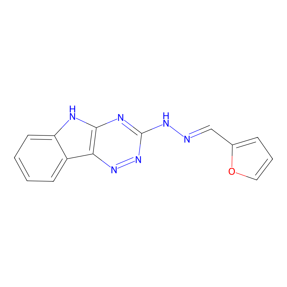 2-Furancarboxaldehyde 2-(5H-1,2,4-triazino[5,6-b]indol-3-yl)hydrazone molecular structure, CAS 326018-83-1