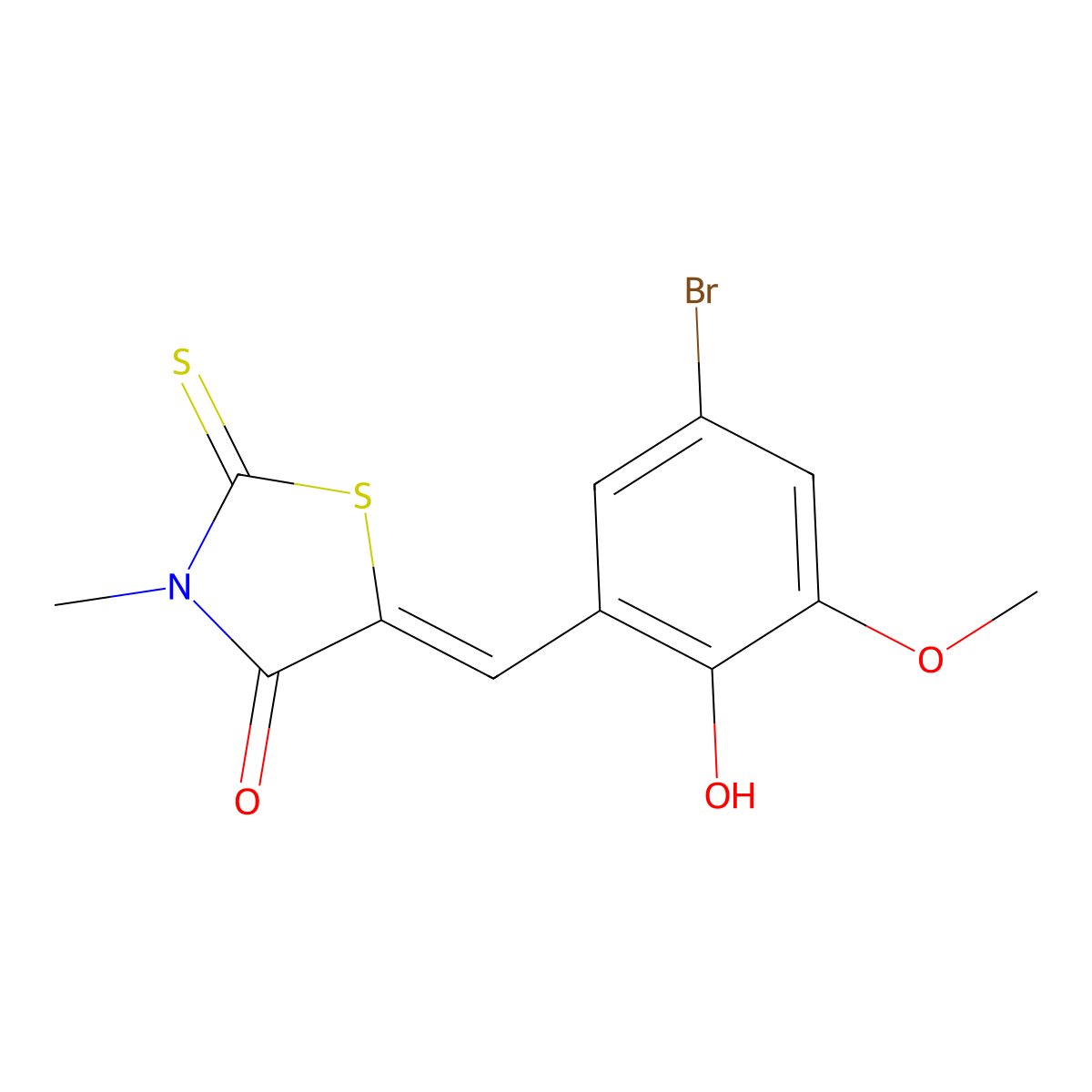 (5E)-5-(5-bromo-2-hydroxy-3-methoxybenzylidene)-3-methyl-2-thioxo-1,3-thiazolidin-4-one molecular structure, CAS 326019-49-2