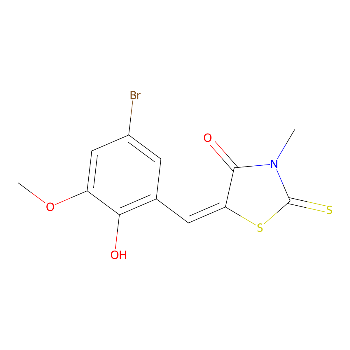 (5E)-5-(5-bromo-2-hydroxy-3-methoxybenzylidene)-3-methyl-2-thioxo-1,3-thiazolidin-4-one molecular structure, CAS 326019-49-2
