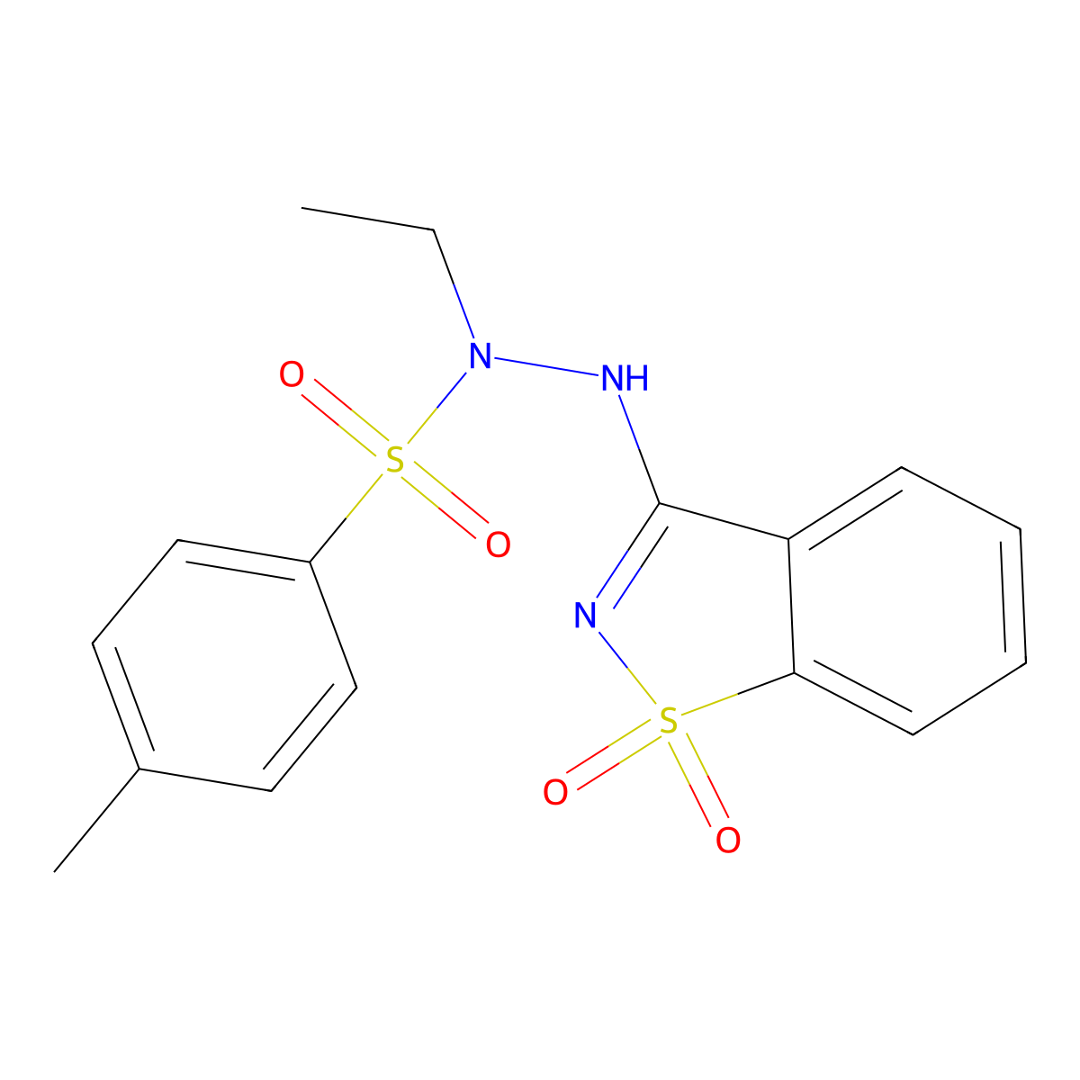 N'-(1,1-dioxido-1,2-benzothiazol-3-yl)-N-ethyl-4-methylbenzenesulfonohydrazide molecular structure, CAS 326019-71-0