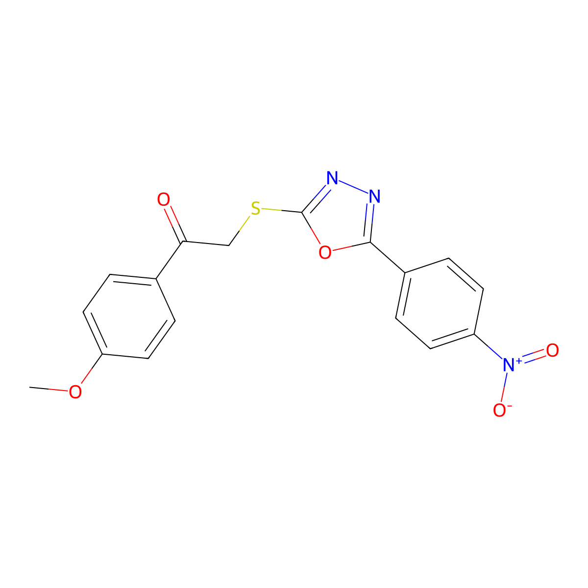 1-(4-Methoxyphenyl)-2-((5-(4-nitrophenyl)-1,3,4-oxadiazol-2-YL)thio)ethanone molecular structure, CAS 326020-79-5