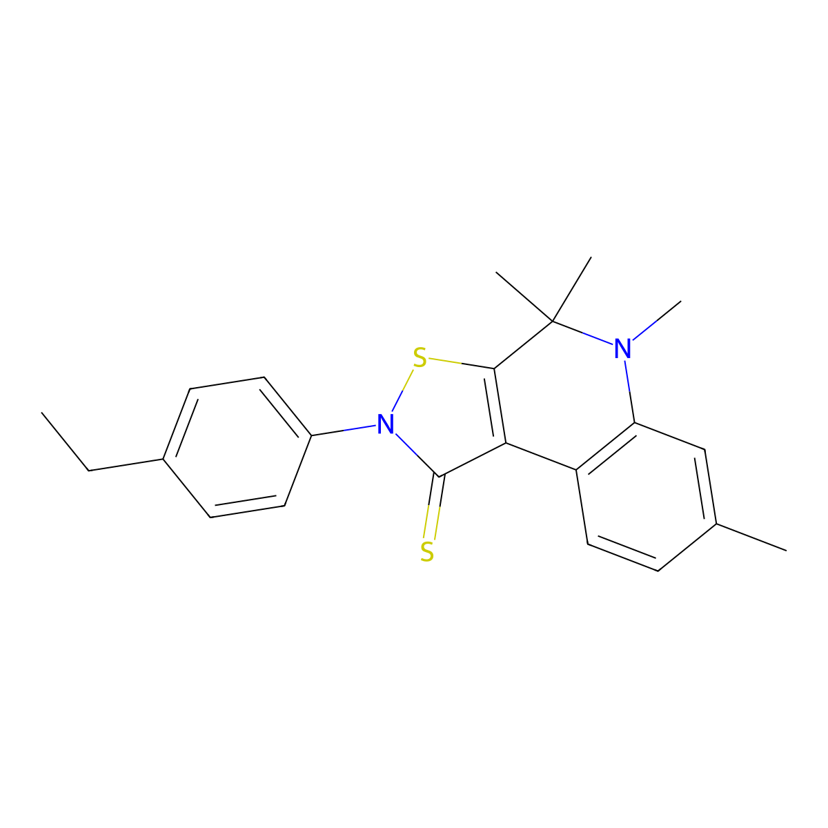 2-(4-Ethylphenyl)-4,4,5,7-tetramethyl-[1,2]thiazolo[5,4-c]quinoline-1-thione molecular structure, CAS 326021-21-0