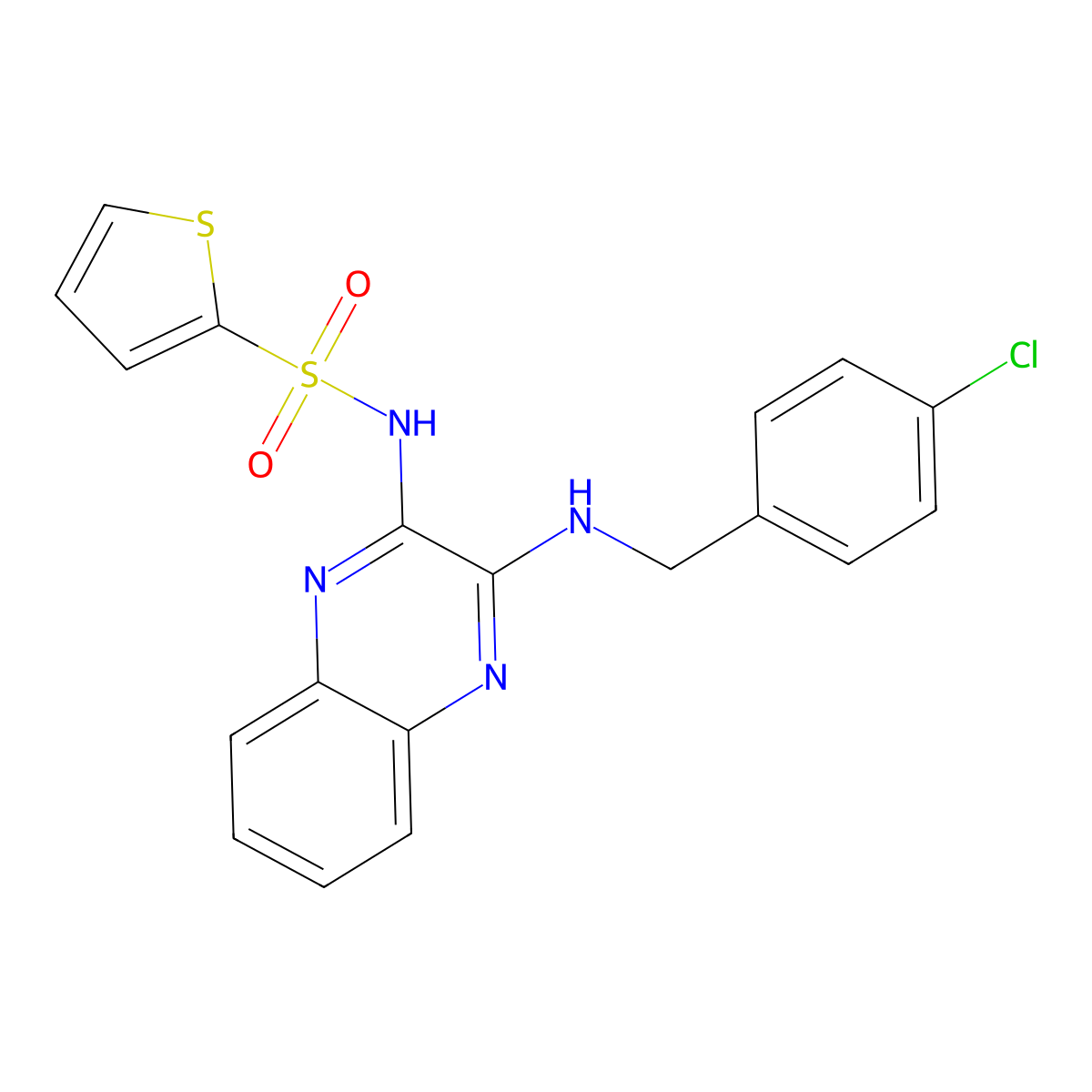 N-(3-((4-chlorobenzyl)amino)quinoxalin-2-yl)thiophene-2-sulfonamide molecular structure, CAS 326021-50-5