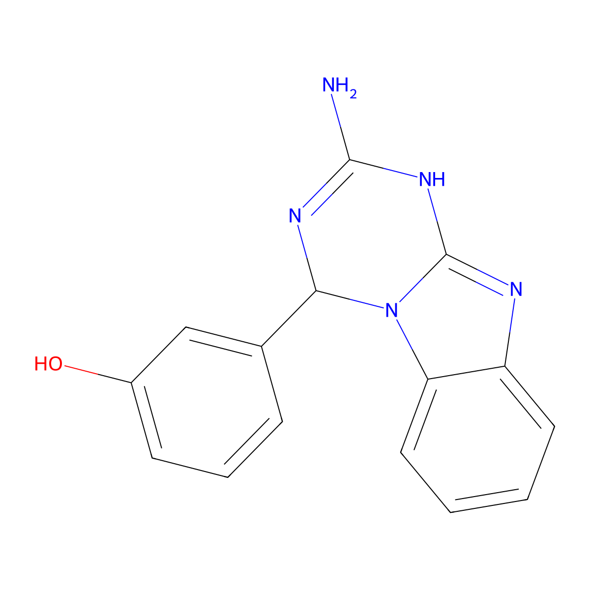 3-(2-Amino-1,4-dihydro[1,3,5]triazino[1,2-a]benzimidazol-4-yl)phenol molecular structure, CAS 326021-80-1