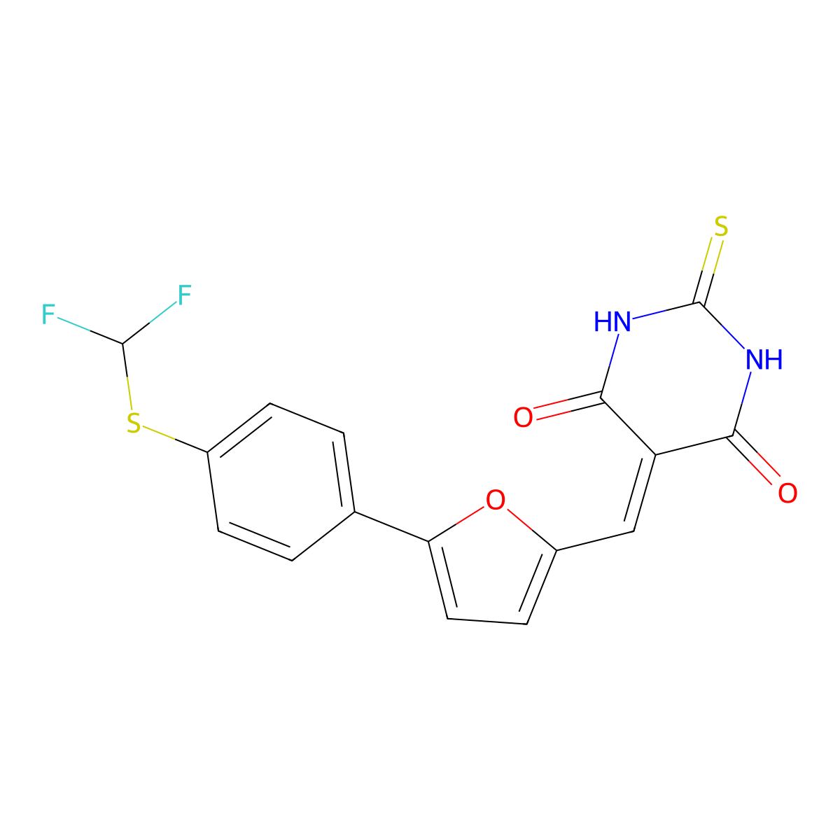5-((5-(4-((difluoromethyl)thio)phenyl)furan-2-yl)methylene)-2-thioxodihydropyrimidine-4,6(1H,5H)-dione molecular structure, CAS 326022-01-9