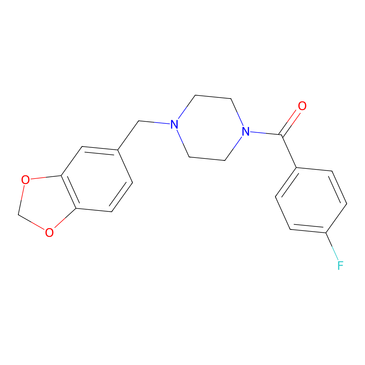 [4-(1,3-Benzodioxol-5-ylmethyl)piperazin-1-yl]-(4-fluorophenyl)methanone molecular structure, CAS 326022-29-1