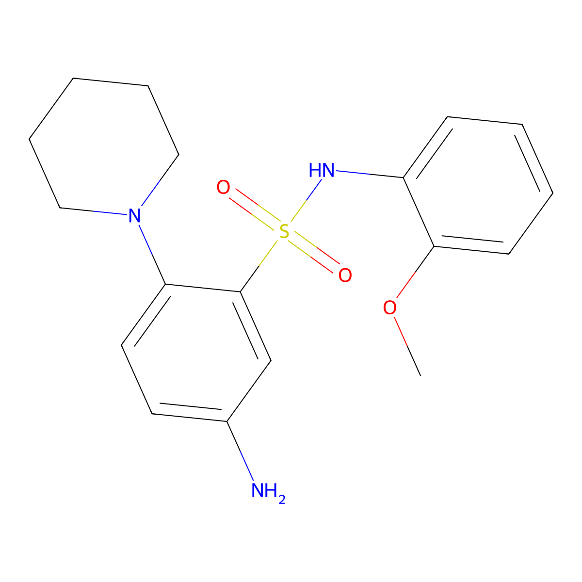 5-Amino-N-(2-methoxy-phenyl)-2-piperidin-1-yl-benzenesulfonamide molecular structure, CAS 326022-99-5