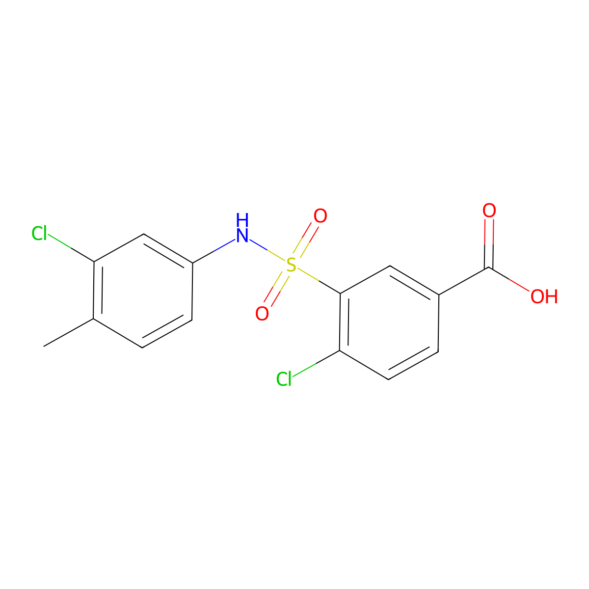 4-Chloro-3-[(3-chloro-4-methylphenyl)sulfamoyl]benzoic acid molecular structure, CAS 326023-00-1