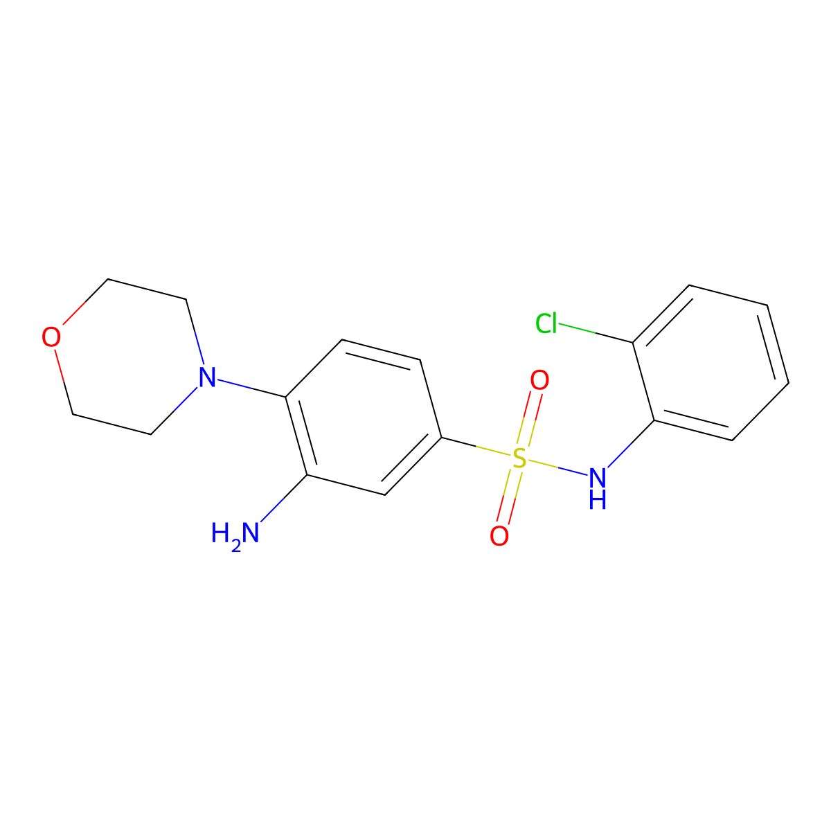 3-amino-N-(2-chlorophenyl)-4-(morpholin-4-yl)benzene-1-sulfonamide molecular structure, CAS 326023-05-6