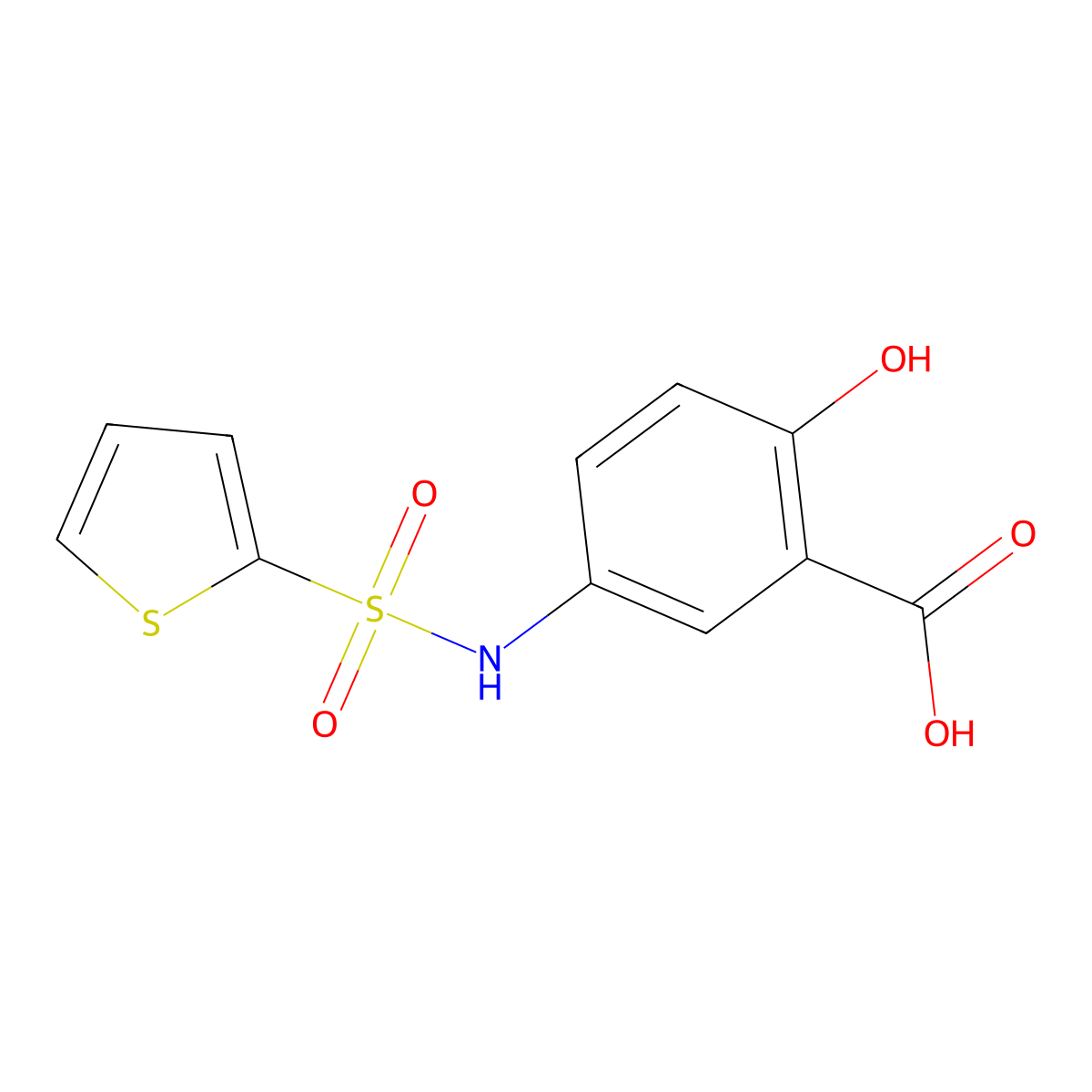2-Hydroxy-5-(thiophene-2-sulfonylamino)-benzoic acid molecular structure, CAS 326023-08-9