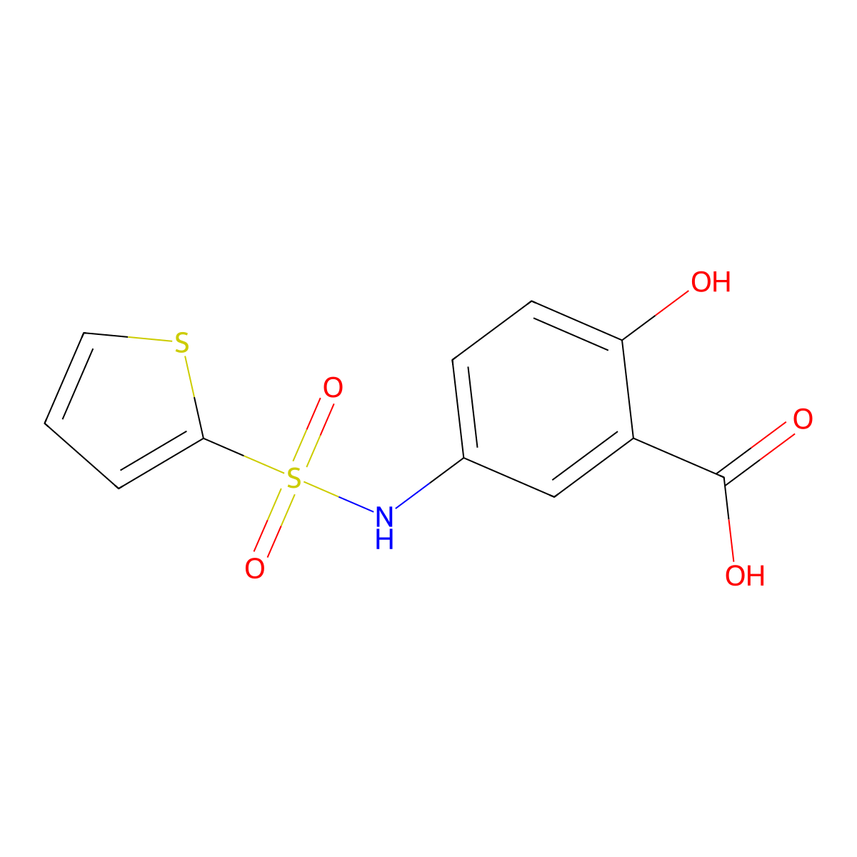 2-Hydroxy-5-(thiophene-2-sulfonylamino)-benzoic acid molecular structure, CAS 326023-08-9