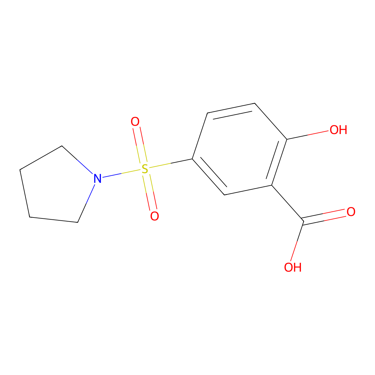 2-Hydroxy-5-(pyrrolidine-1-sulfonyl)benzoic acid molecular structure, CAS 326024-05-9