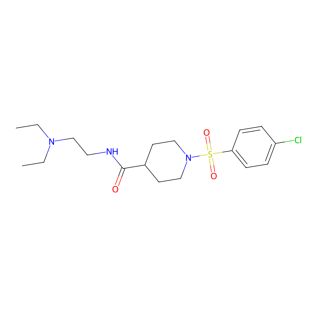 1-((4-chlorophenyl)sulfonyl)-N-(2-(diethylamino)ethyl)piperidine-4-carboxamide molecular structure, CAS 326024-68-4