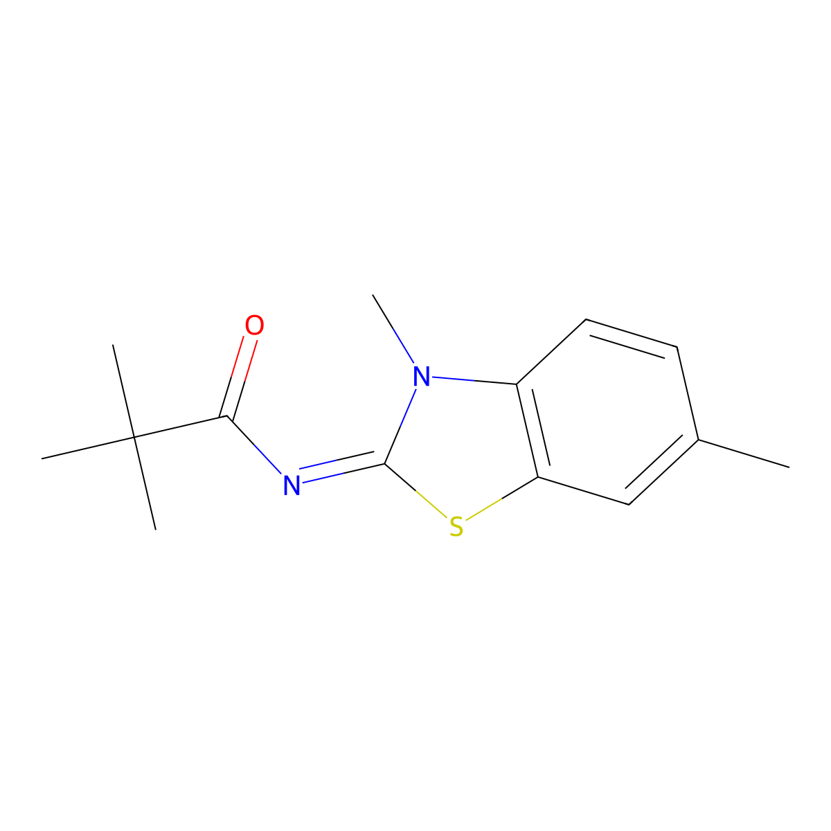 N-(3,6-dimethyl-1,3-benzothiazol-2-ylidene)-2,2-dimethylpropanamide molecular structure, CAS 326025-15-4