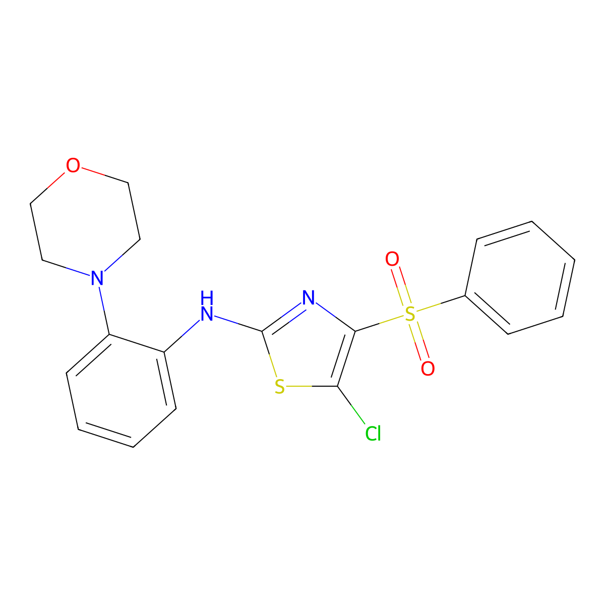 5-chloro-N-[2-(morpholin-4-yl)phenyl]-4-(phenylsulfonyl)-1,3-thiazol-2-amine molecular structure, CAS 326025-19-8